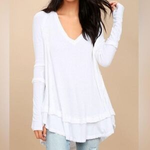 Free People We The Free Laguna Thermal Shirt Women's White Waffle Knit Size M